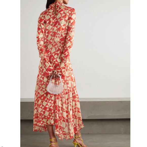 Preen by Thornton Bregazzi Dresses & Skirts - Preen by Thorton Bregazzi Circus Asymmetric Printed Devore Satin Silk Dress L